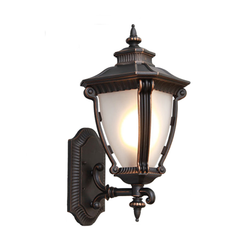 Skørter | Farmhouse urn wall lamp with 1 fixture, transparent glass wall lamp in black