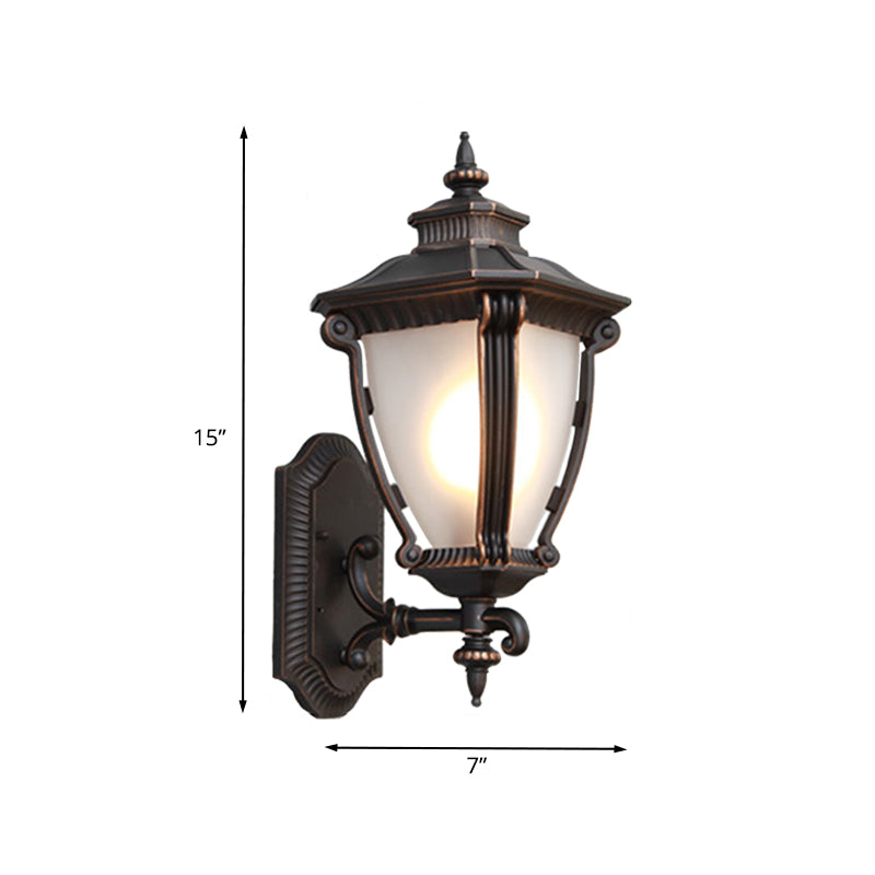 Skørter | Farmhouse urn wall lamp with 1 fixture, transparent glass wall lamp in black