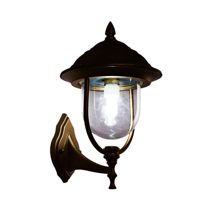 Skørter | Lodges Urn Wall Lamp 1-Light Metal Wall Lighting Ideas in Black/Brass with Clear Glass Shade