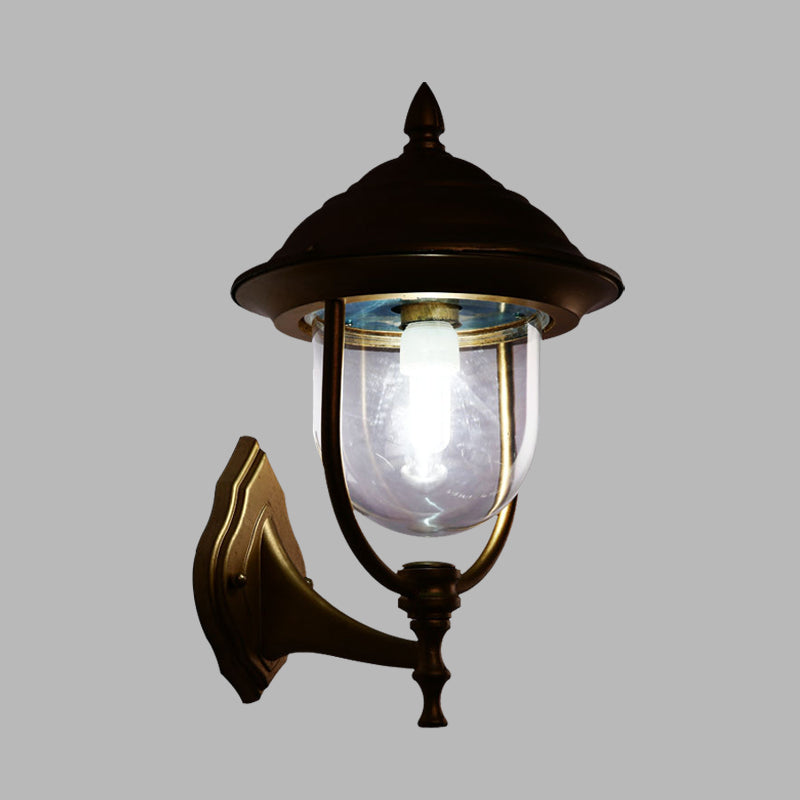 Skørter | Lodges Urn Wall Lamp 1-Light Metal Wall Lighting Ideas in Black/Brass with Clear Glass Shade