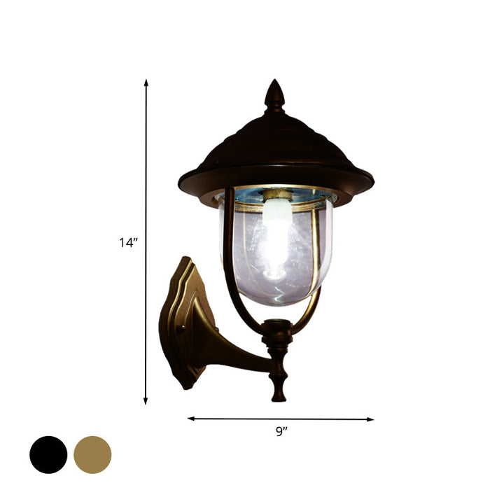 Skørter | Lodges Urn Wall Lamp 1-Light Metal Wall Lighting Ideas in Black/Brass with Clear Glass Shade