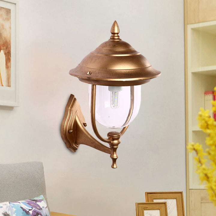 Skørter | Lodges Urn Wall Lamp 1-Light Metal Wall Lighting Ideas in Black/Brass with Clear Glass Shade