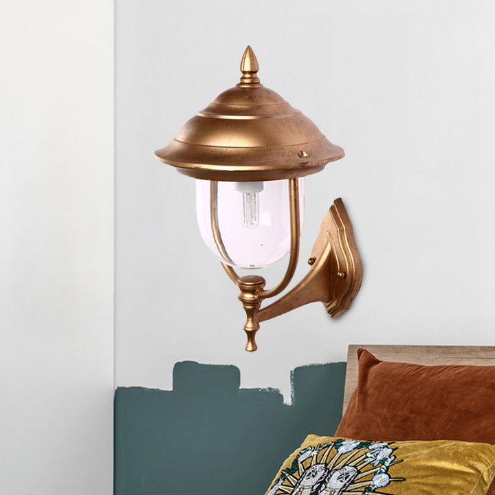 Skørter | Lodges Urn Wall Lamp 1-Light Metal Wall Lighting Ideas in Black/Brass with Clear Glass Shade