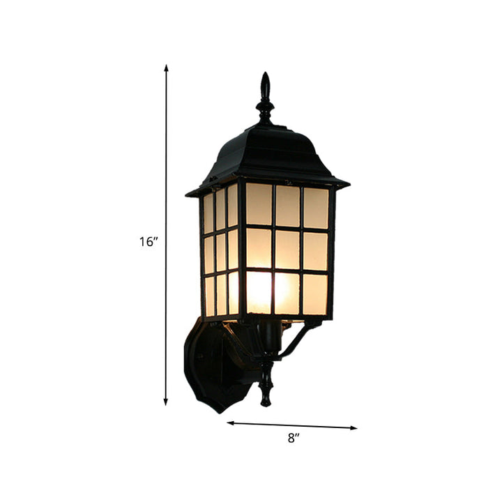 Skørter | 1-Wall Lamp Atmospheric Grid Shape Aluminum Wall Mounted Lighting with Frosted Glass Shade in Black