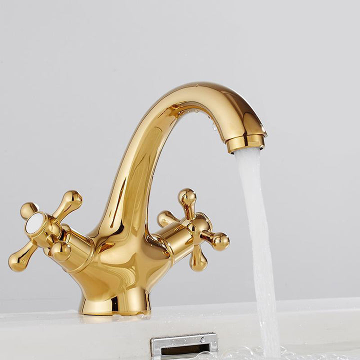 Lisslune | Centered Basin Faucet Single Hole Bathroom Faucet with 2 Cross Handles