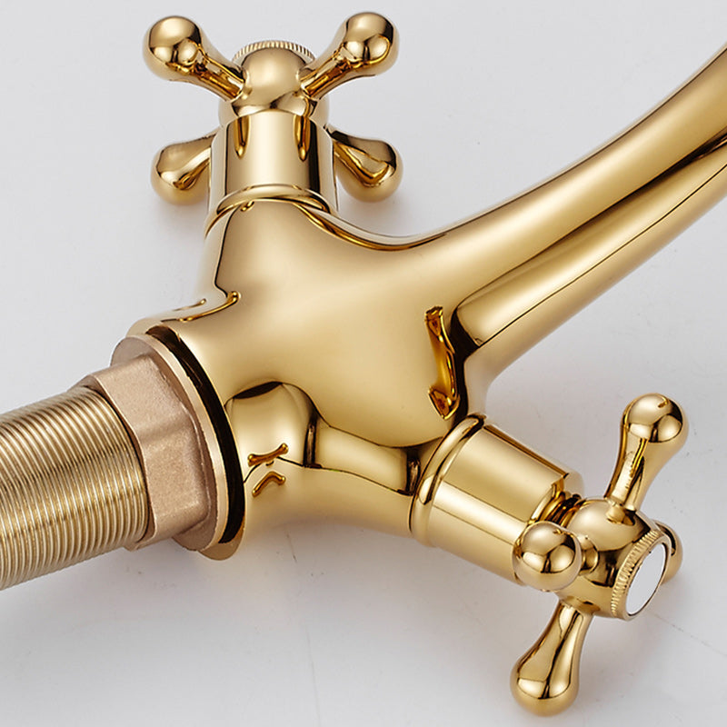 Lisslune | Centered Basin Mixer Single Hole Bathroom Faucet with 2 Cross Handles