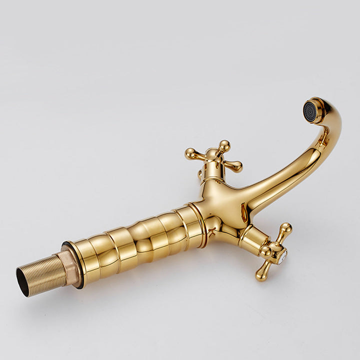 Lisslune | Centered Basin Faucet Single Hole Bathroom Faucet with 2 Cross Handles