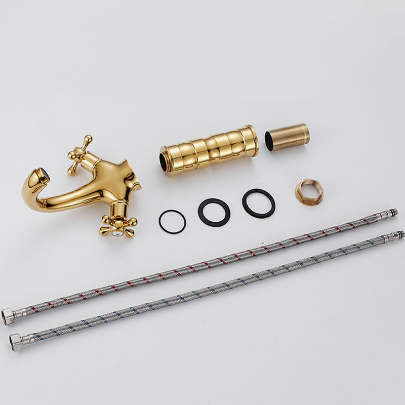 Lisslune | Centered Basin Faucet Single Hole Bathroom Faucet with 2 Cross Handles