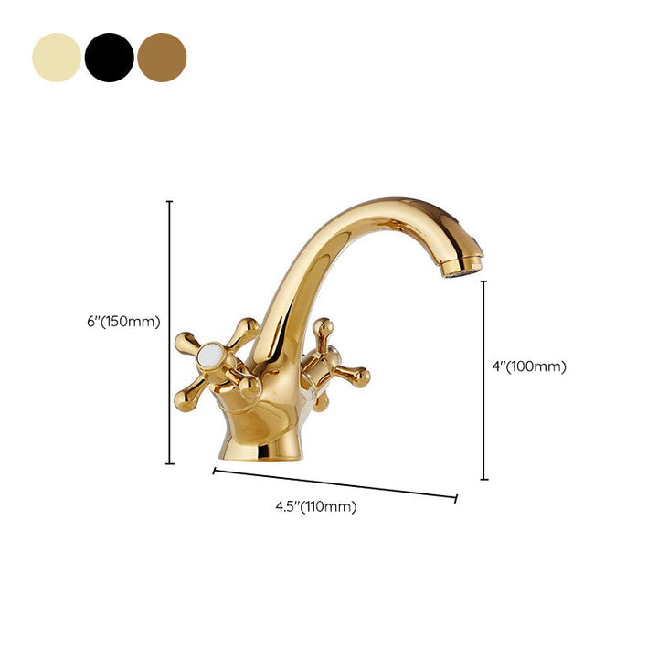 Lisslune | Centered Basin Faucet Single Hole Bathroom Faucet with 2 Cross Handles