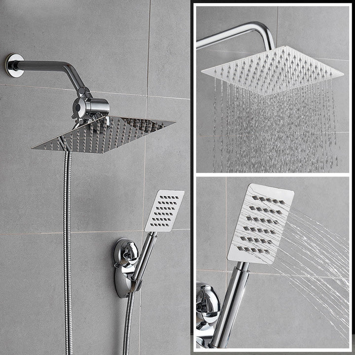 Lisslune | Square Metal Double Shower Heads Modern Shower with Shower Hose