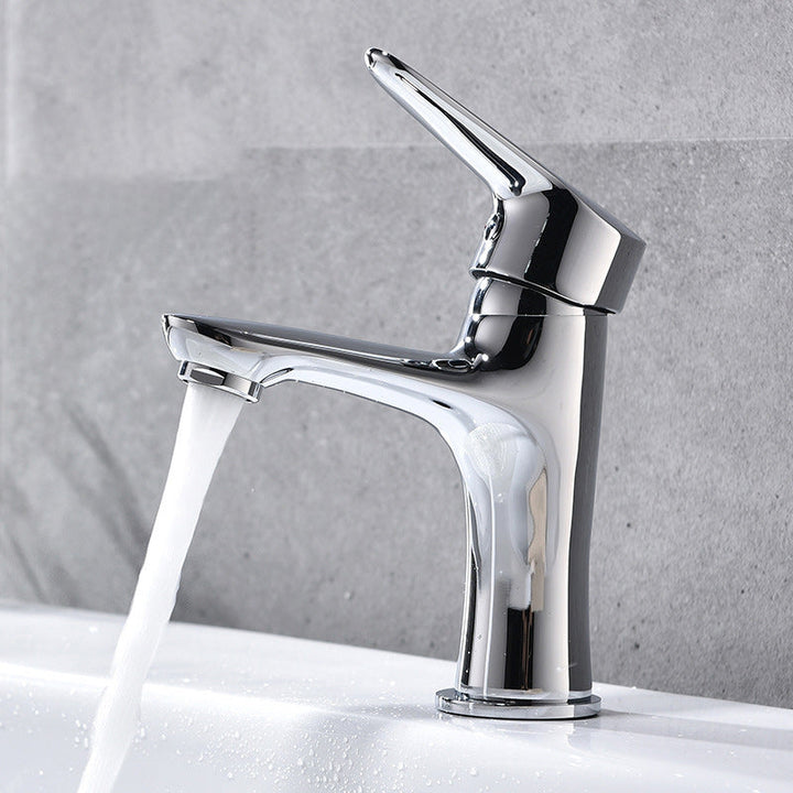 Lisslune | Basic Metal Washbasin Faucet Silver Bathroom Faucet with Lever Handle