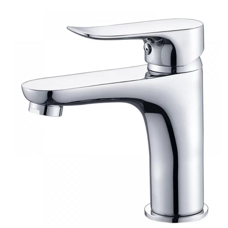 Lisslune | Basic Metal Washbasin Faucet Silver Bathroom Faucet with Lever Handle