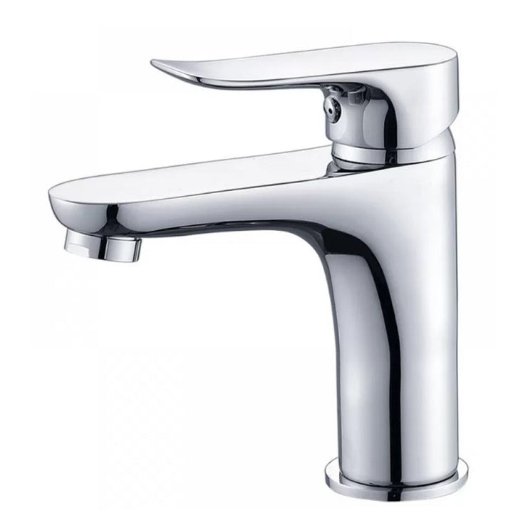 Lisslune | Basic Metal Washbasin Faucet Silver Bathroom Faucet with Lever Handle