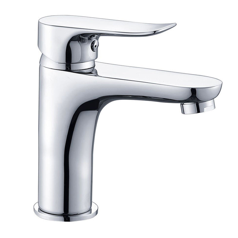 Lisslune | Basic Metal Washbasin Faucet Silver Bathroom Faucet with Lever Handle