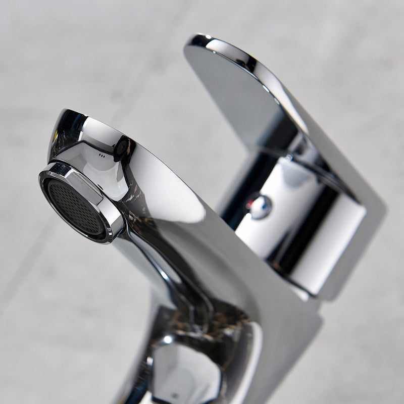 Lisslune | Basic Metal Washbasin Faucet Silver Bathroom Faucet with Lever Handle