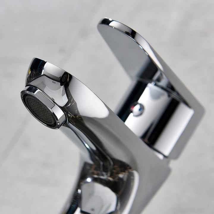 Lisslune | Basic Metal Washbasin Faucet Silver Bathroom Faucet with Lever Handle
