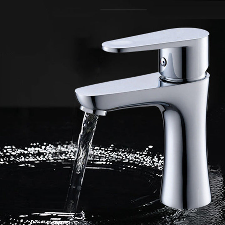 Lisslune | Basic Metal Washbasin Faucet Silver Bathroom Faucet with Lever Handle