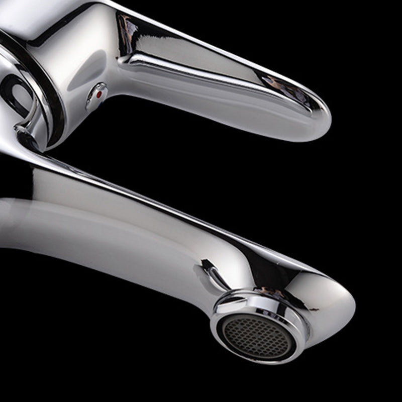 Lisslune | Basic Metal Washbasin Faucet Silver Bathroom Faucet with Lever Handle