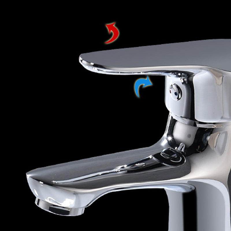 Lisslune | Basic Metal Washbasin Faucet Silver Bathroom Faucet with Lever Handle