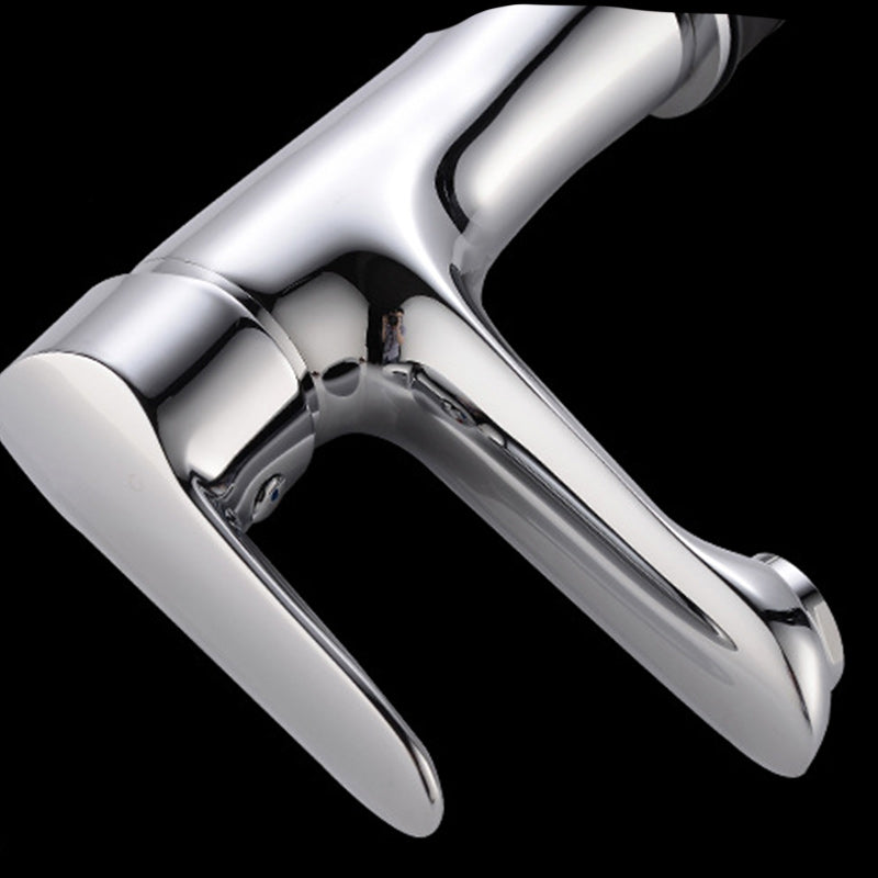 Lisslune | Basic Metal Washbasin Faucet Silver Bathroom Faucet with Lever Handle