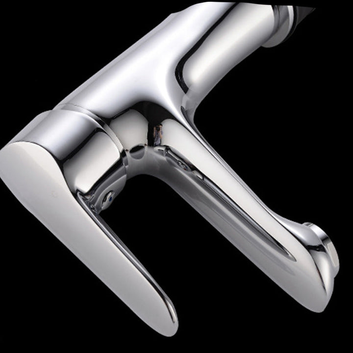 Lisslune | Basic Metal Washbasin Faucet Silver Bathroom Faucet with Lever Handle