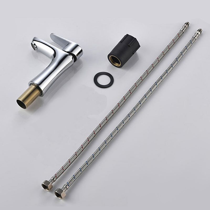Lisslune | Basic Metal Washbasin Faucet Silver Bathroom Faucet with Lever Handle