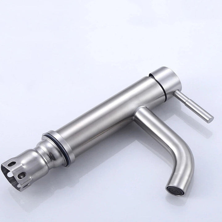 Lisslune | Modern Silver Bathroom Faucet Single Handle Bathroom Tap with Lever Handle