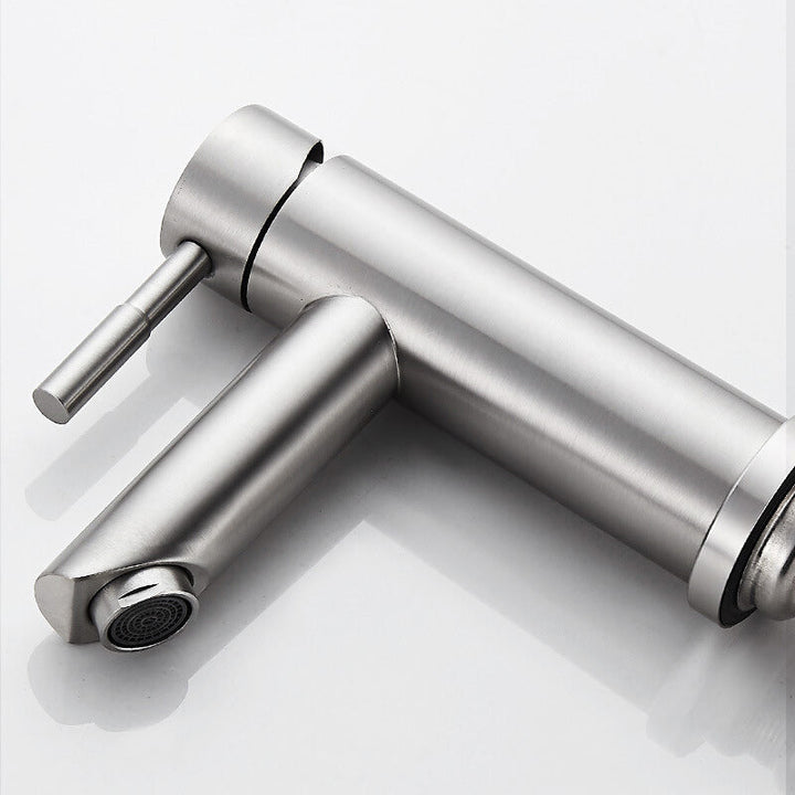 Lisslune | Modern Silver Bathroom Faucet Single Handle Bathroom Tap with Lever Handle