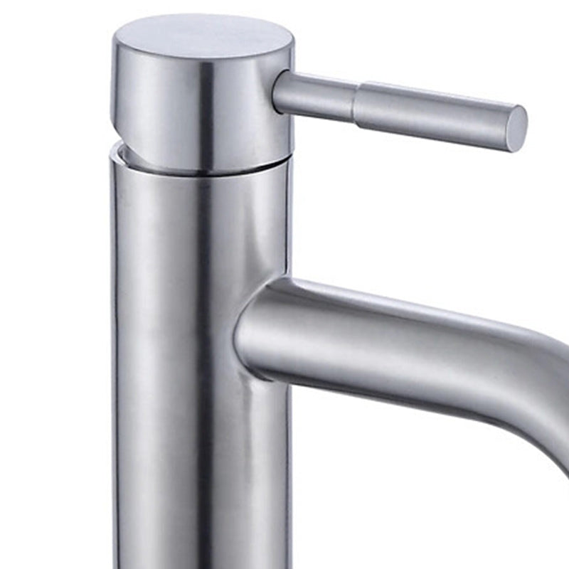 Lisslune | Modern Silver Bathroom Faucet Single Handle Bathroom Tap with Lever Handle