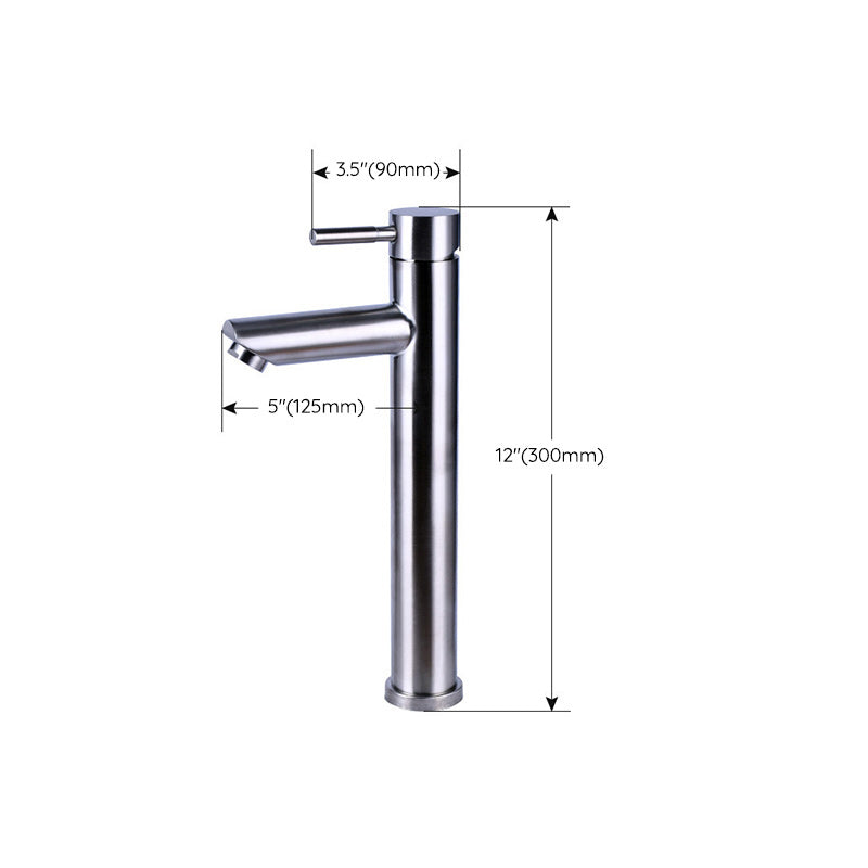 Lisslune | Modern Silver Bathroom Faucet Single Handle Bathroom Tap with Lever Handle