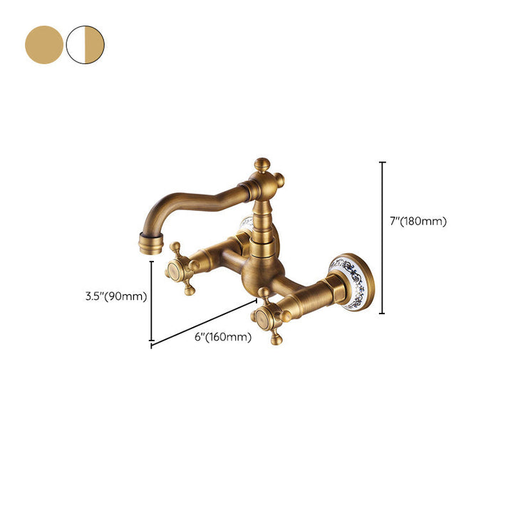 Lisslune | Wall-mounted Fixture Glam Style Bathroom Fixture with 2 Handles
