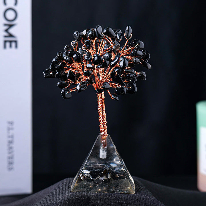 Lisslune | Natural Stone Gravel Pyramid Base Feng Shui Tree