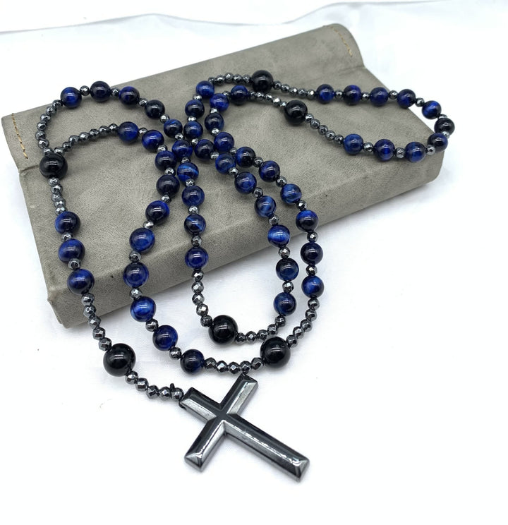 Lisslune | Orion Spiritual Necklace with Tiger Eye & Lapis Lazuli – Men's Rosary