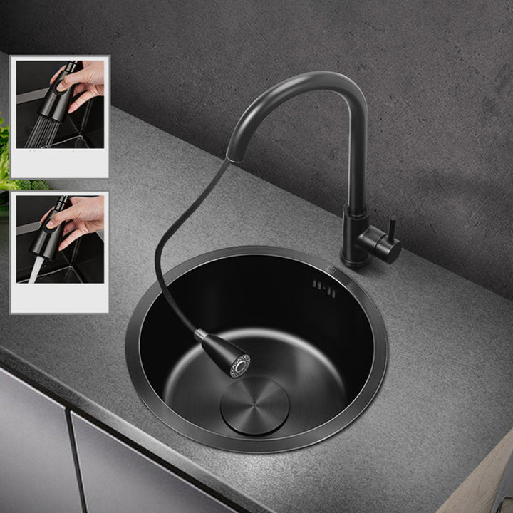 Lisslune | Classic Round Wash Basin Stainless Steel Built-in Basin Non-slip Round Basin for the Kitchen