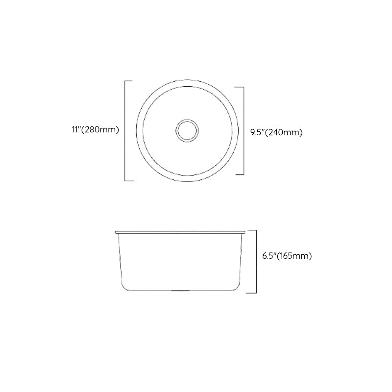 Lisslune | Classic Round Sink Stainless Steel Built-in Sink Non-Slip Round Basin for the Kitchen