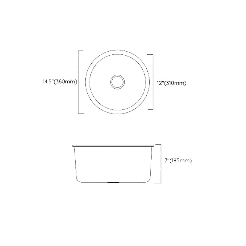 Lisslune | Classic Round Sink Stainless Steel Built-in Sink Non-Slip Round Basin for the Kitchen