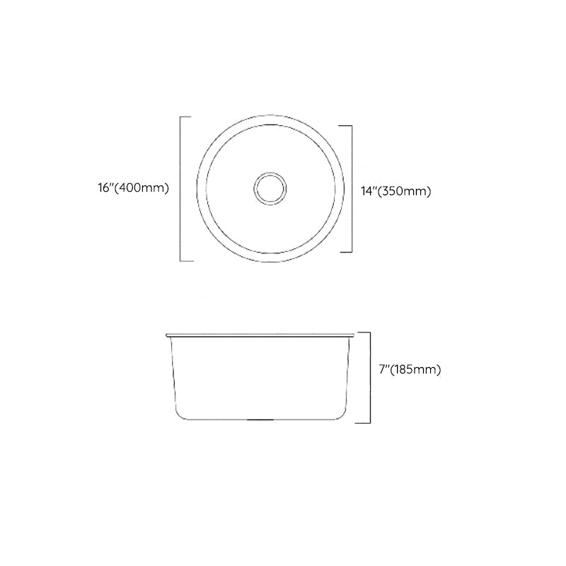 Lisslune | Classic Round Wash Basin Stainless Steel Built-in Basin Non-slip Round Basin for the Kitchen