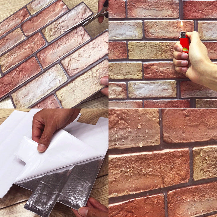 Lisslune | Artificial Brick Wall Panel Country House Style Simple Living Living Room Panel Wall (5-Pack)
