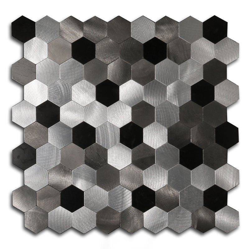 Lisslune | Hexagonal Mosaic Tiles Metal Peel and Stick Tiles for Kitchen and Bathroom, 11.8" x 11.8"