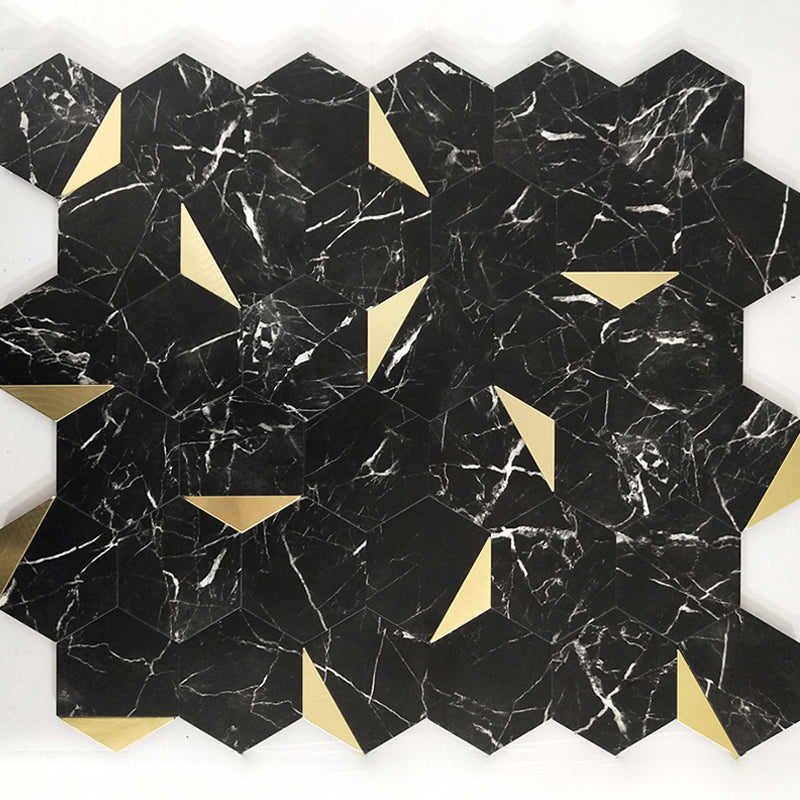 Lisslune | Hexagonal Mosaic Tiles Metal Peel and Stick Tiles for Kitchen and Bathroom, 11.8" x 11.8"