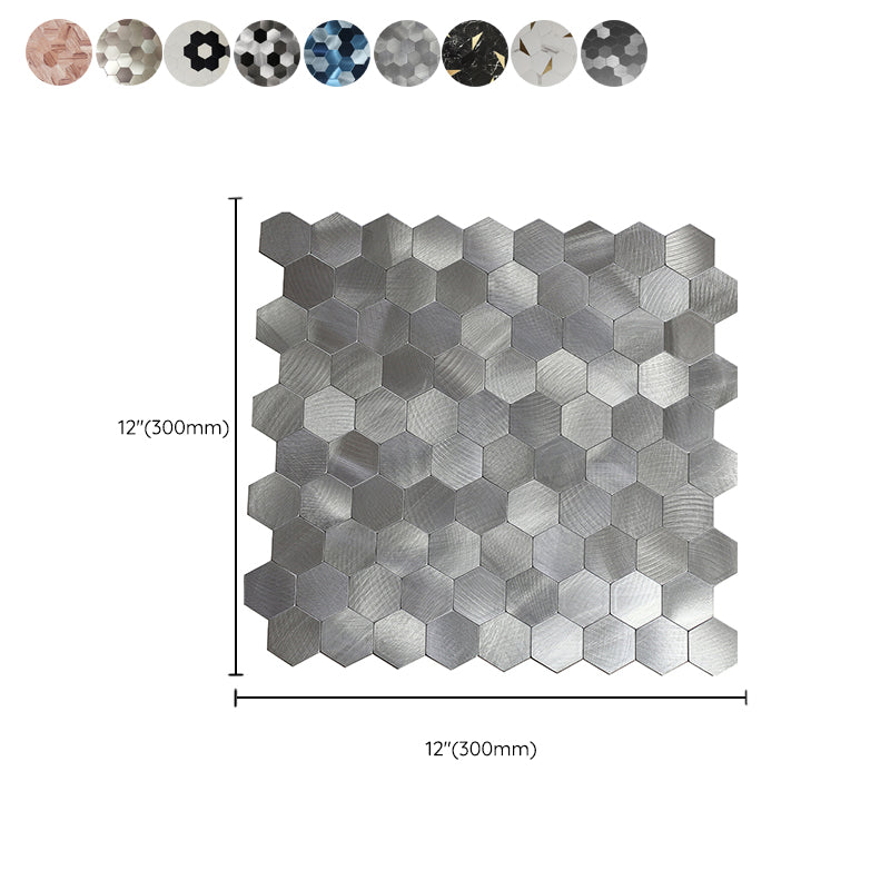 Lisslune | Hexagonal Mosaic Tiles Metal Peel and Stick Tiles for Kitchen and Bathroom, 11.8" x 11.8"