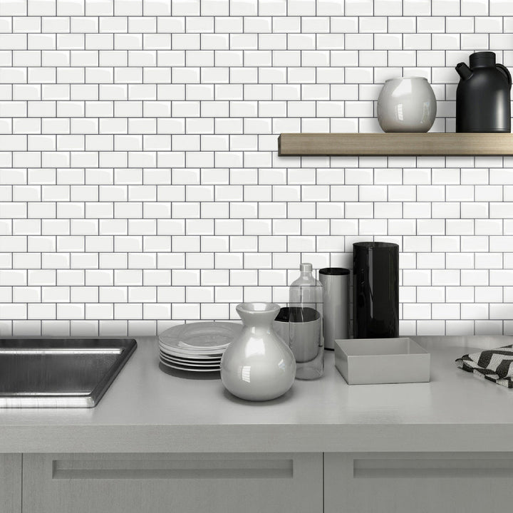 Lisslune | 12"x 12" Resin Mosaic Tiles Square Self-adhesive Tiles for Backsplash & Wall Tile
