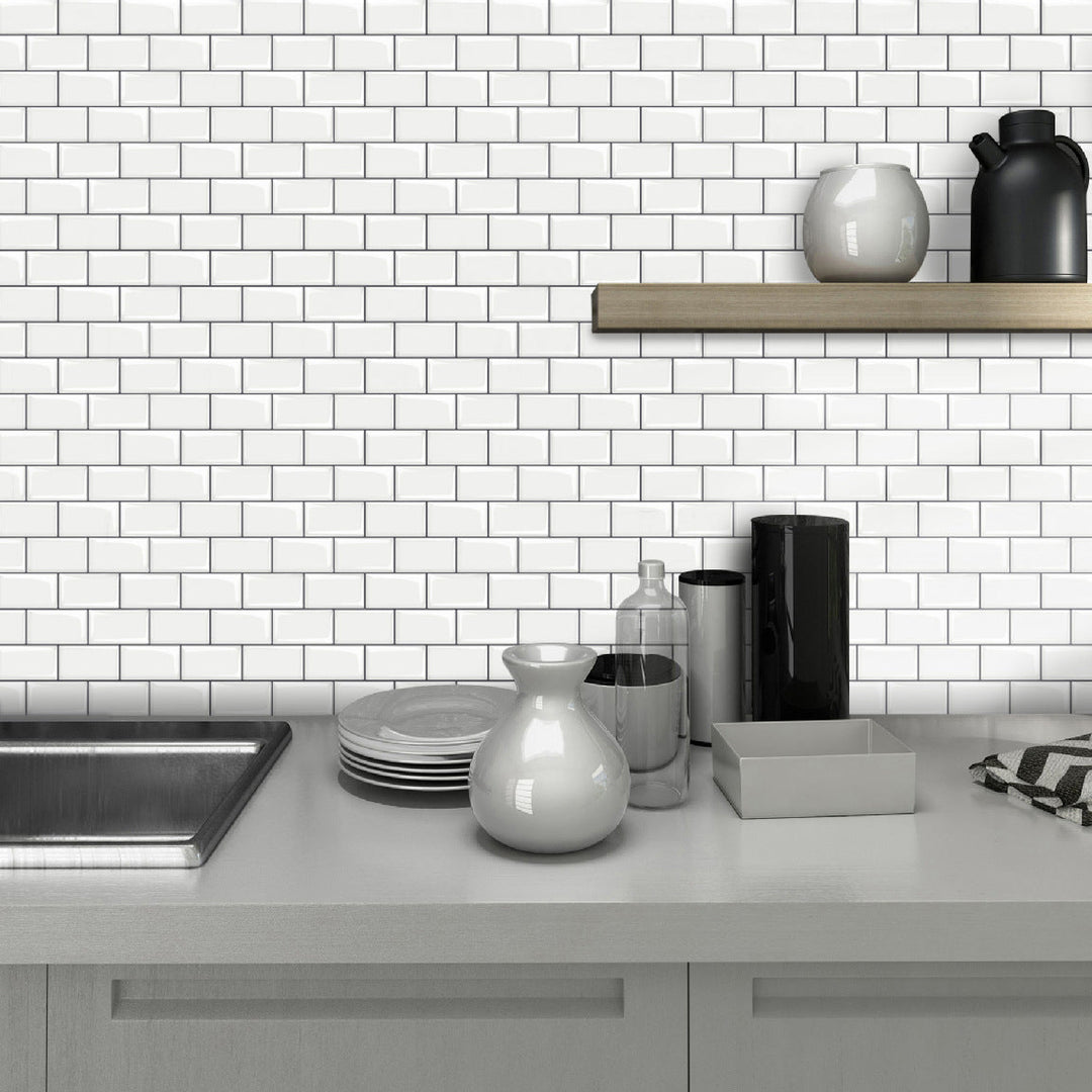 Lisslune | 12"x 12" Resin Mosaic Tiles Square Self-Adhesive Tiles for Backsplash & Wall Tile