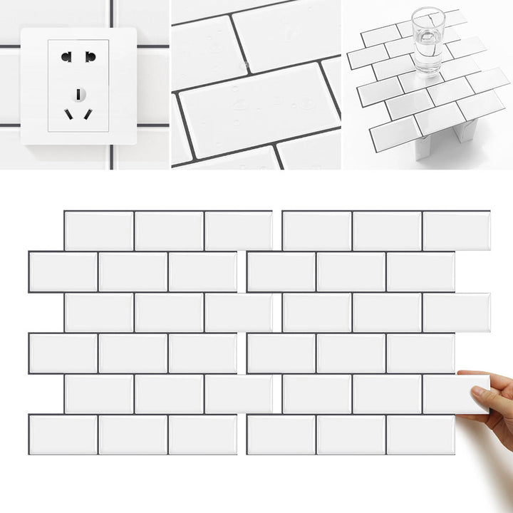 Lisslune | 12"x 12" Resin Mosaic Tiles Square Self-Adhesive Tiles for Backsplash & Wall Tile