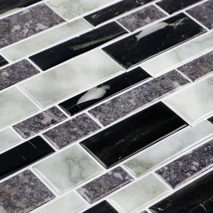 Lisslune | 12"x 12" Resin Mosaic Tiles Square Self-adhesive Tiles for Backsplash & Wall Tile