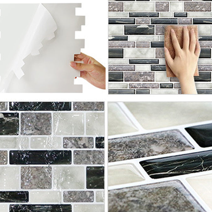 Lisslune | 12"x 12" Resin Mosaic Tiles Square Self-adhesive Tiles for Backsplash & Wall Tile