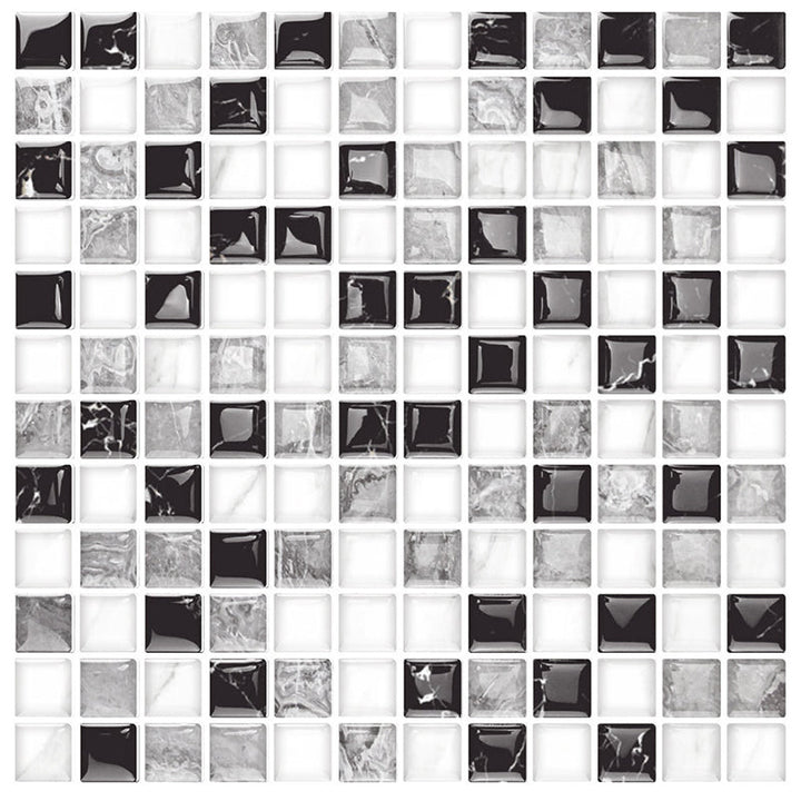Lisslune | 12"x 12" Resin Mosaic Tiles Square Self-Adhesive Tiles for Backsplash & Wall Tile