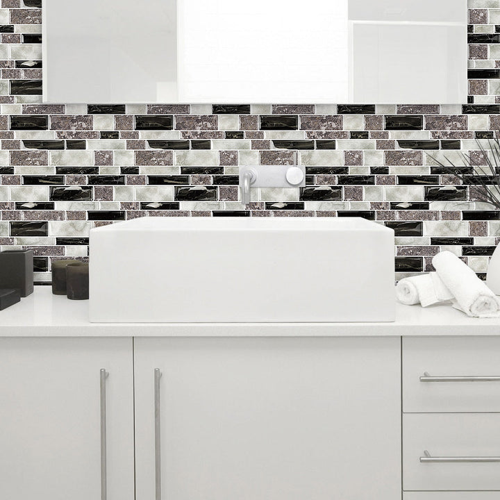 Lisslune | 12"x 12" Resin Mosaic Tiles Square Self-Adhesive Tiles for Backsplash & Wall Tile