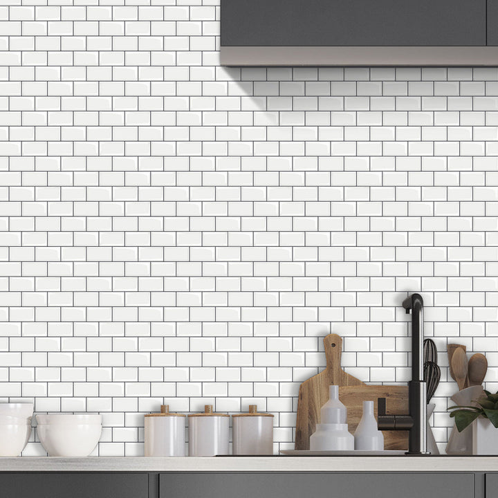 Lisslune | 12"x 12" Resin Mosaic Tiles Square Self-adhesive Tiles for Backsplash & Wall Tile
