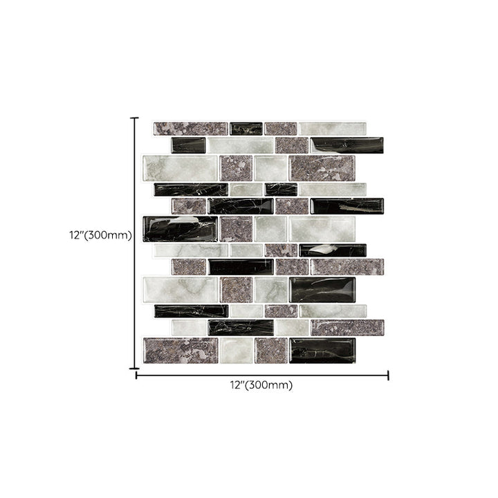 Lisslune | 12"x 12" Resin Mosaic Tiles Square Self-adhesive Tiles for Backsplash & Wall Tile